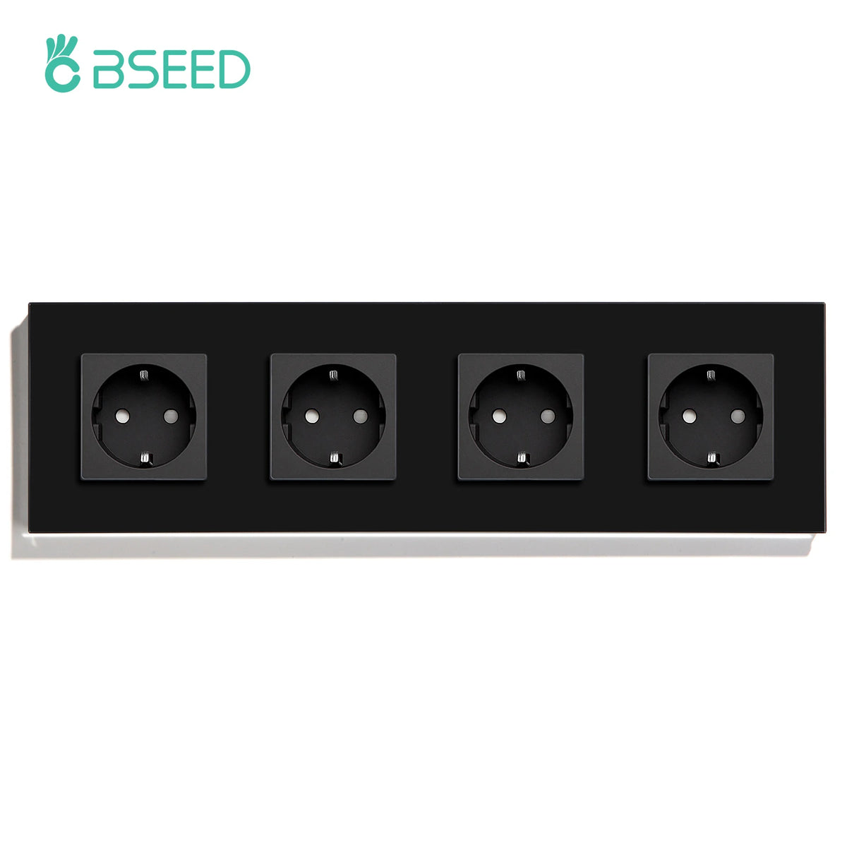 BSEED Touch Light Switch With EU USB Wall Sockets Black Wall Led Switches 1/2/3Gang 1Way Crystal Dark Blue Backlight Wall Switch