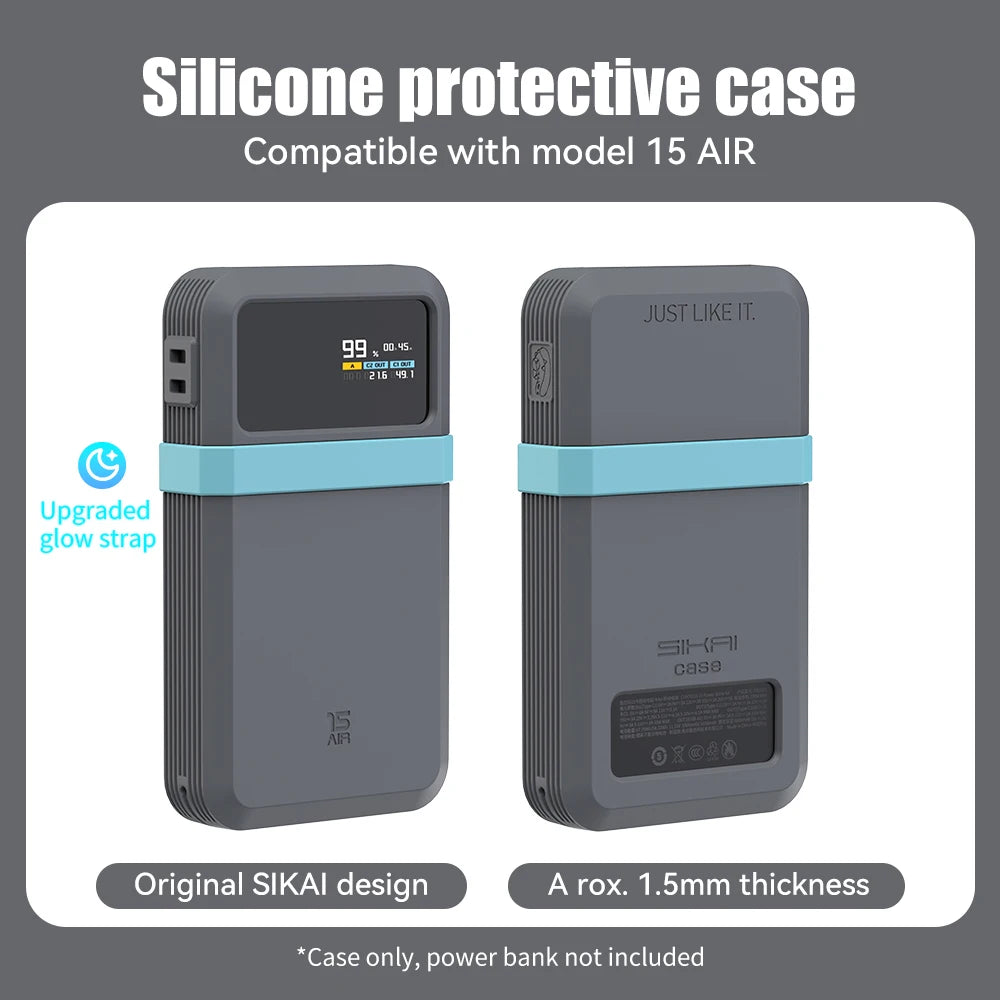 SIKAI Silicone Case For CUKTECH No.15 AIR 100W Portable Power Bank 15000mAh Travel Design with Data Cable Storage