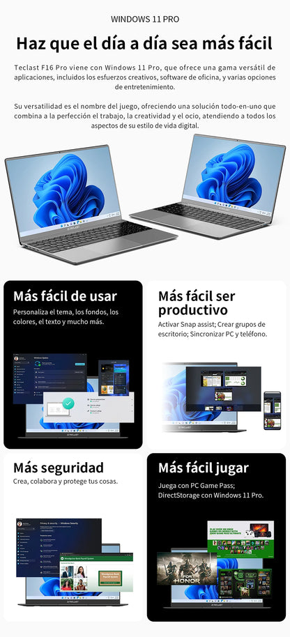 Teclast F16Pro Laptop 15.6 Inches, Backlit Keyboard, for Intel N95, 16Gb Ram 512Gb Rom, 1920X1200 Fhd Ips, Compatible with Mini-Hdmi