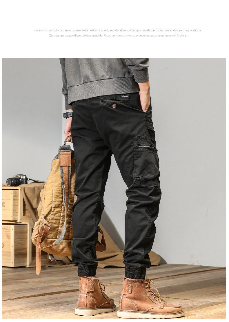 CAAYU Joggers Cargo Pants Men Casual Y2k Multi-Pocket Male Trousers Sweatpants Streetwear Techwear Tactical Track Gray Pants Men