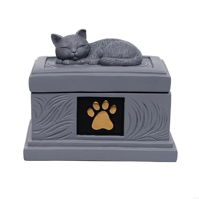 Pet Memorials Ornaments Resins Cats Asleep Urn Ashes Container Organizers for Animal Funeral Cremations and Cremations Gift 37JD