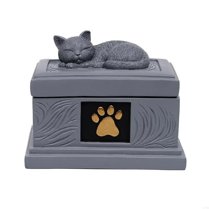 Pet Memorials Ornaments Resins Cats Asleep Urn Ashes Container Organizers for Animal Funeral Cremations and Cremations Gift 37JD