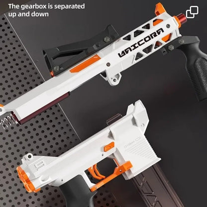KM9 Unicorn Nylon Soft Powder Launcher Handheld Adult Soft Powder Gun Toy Model Birthday Holiday Gift