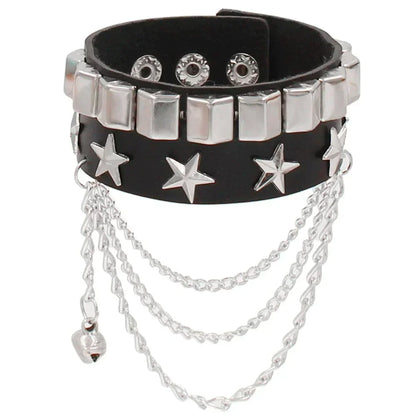 Vintage Leather Bracelets Punk Row Cuspidal Spikes Rivet Stud Wide Cuff PU Leather Punk Gothic Rock Unisex goth accessories