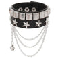 Vintage Leather Bracelets Punk Row Cuspidal Spikes Rivet Stud Wide Cuff PU Leather Punk Gothic Rock Unisex goth accessories