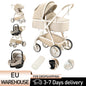 Baby stroller 3 in 1 Baby carriage Portable luxurious travel pram High landscape newborn baby stroller with baby carrier PU