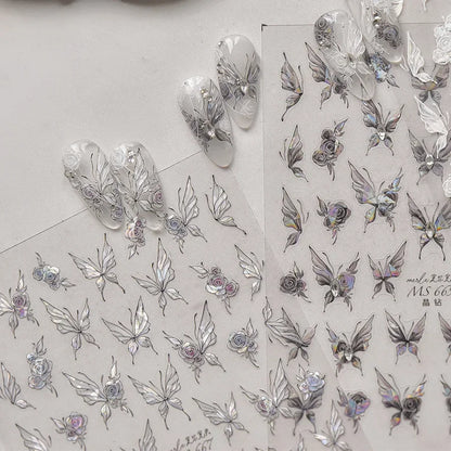 Jelly Butterfly 5D Nail Art Sticker Rhinestone Crystal Charming Shiny Insect Animals DIY Self Adhesive Decoration Manicure Decal