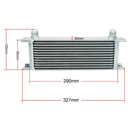 Universal 13 Rows Oil Cooler Kit + Oil Filter Sandwich Adapter + Nylon Stainless Steel Braided An10 Hose W/ PQY Sticker+Box