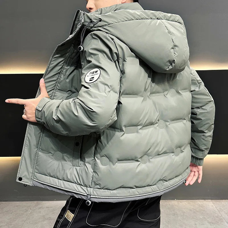Hip Hop Men's Lightweight Hooded Down Jackets Winter Fashion Windbreaker Thick Warm Coats Outdoor Sport White Duck Down Jacket
