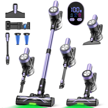 Cordless Vacuum Cleaner, 55Kpa/55Mins Vacuum Cleaners for Home, Anti-tangle Stick Vacuum with Self-Standing, Wall Mount Charging