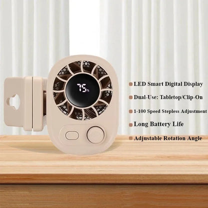 Tragbarer Auto-Clip-Lüfter 360° Drehbarer Tragbarer Mini-Ventilator Mit 100-Gang-Wind Und Clip Für Büro, Camping, Reisen Sport