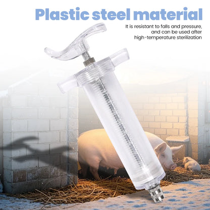 10/20/30/50ml Farm Animal Syringes Plastic Adjustable Dose Vaccine Injection with 10pcs needles Livestock Dispensing Tools