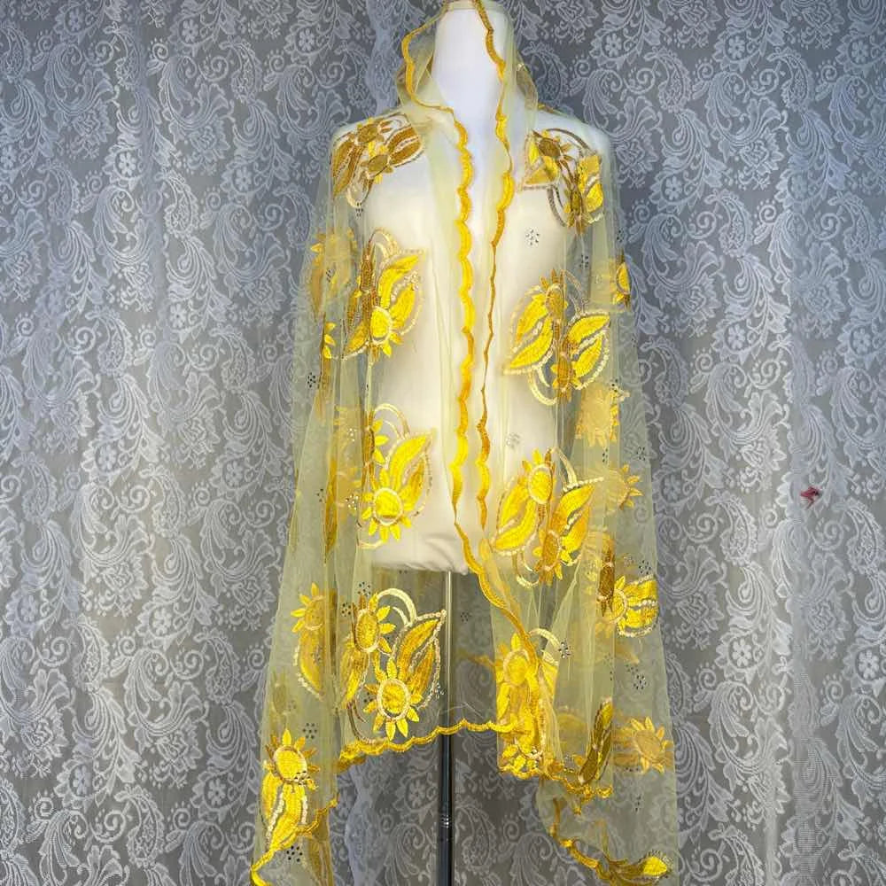 On Sale 2025 New African Net Hijab Scarf for Muslim Women African Dubai Islam Headscarf Embroidery Shawls Voile