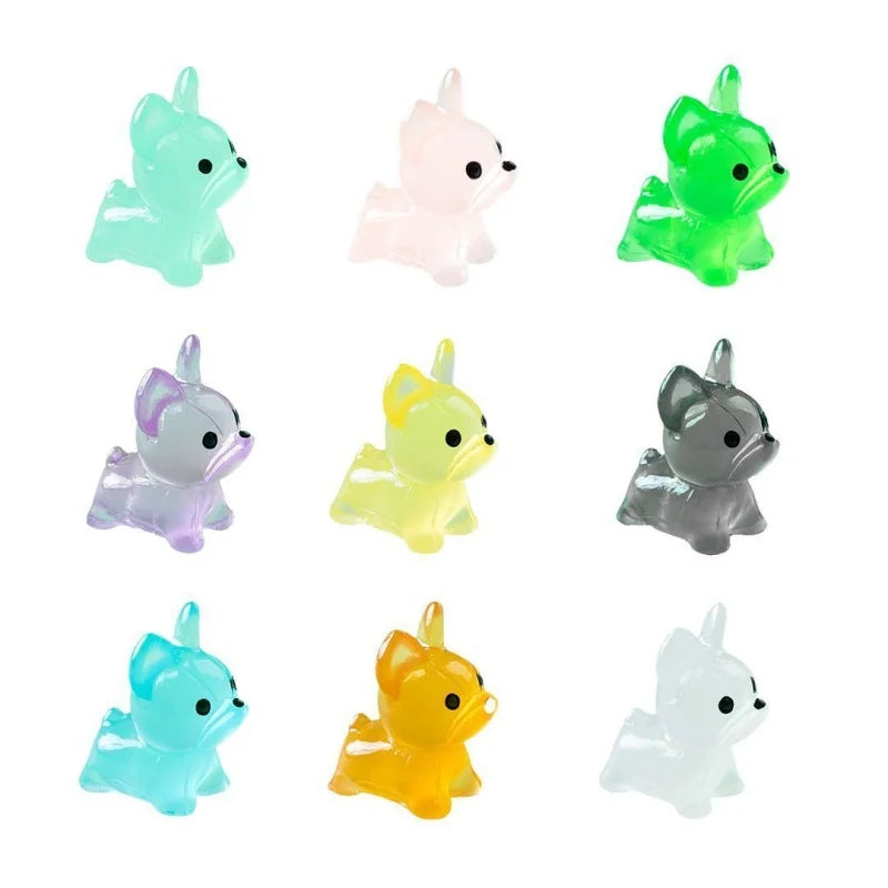 30PCS Mini Luminous Cute Puppy Accessories Toy Lovely Doggy Glow in The Night Fairy Garden Miniatures Dog Desk Decoration Gift