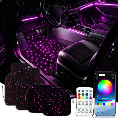 De Warehouse 3-in-1 Rgb Star Led Car Foot Pad Mat with Music Sync App Control, Auto Star Foot Mat Rgb Lighting Music Module Universal for All Cars, Fast Delivery Europe