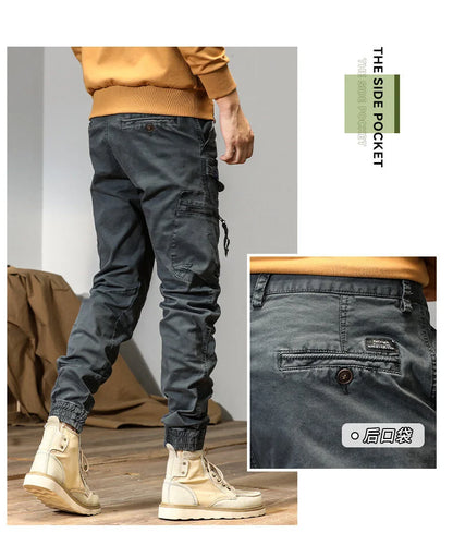 CAAYU Joggers Cargo Pants Men Casual Y2k Multi-Pocket Male Trousers Sweatpants Streetwear Techwear Tactical Track Gray Pants Men