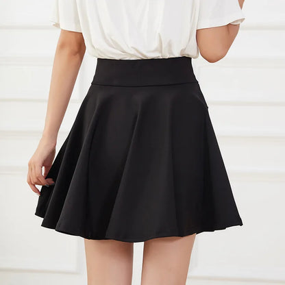 New Black Pocket Shorts Skirt Women's Basic Safety Pants Skirts School Flared Casual Mini Skater Medium Pleated Plus Size 4XL