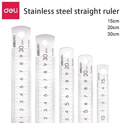 DELI Metal Ruler Precison Clear Marking Craft Wood Working Draft Measure Tool