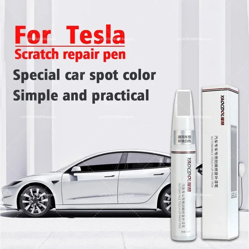 Suitable for Tesla Model 3 Y X S Automotive Paint Repair Pen Pearl White Clearcoat Pen Paint Repair Set Wheel Hub Silver