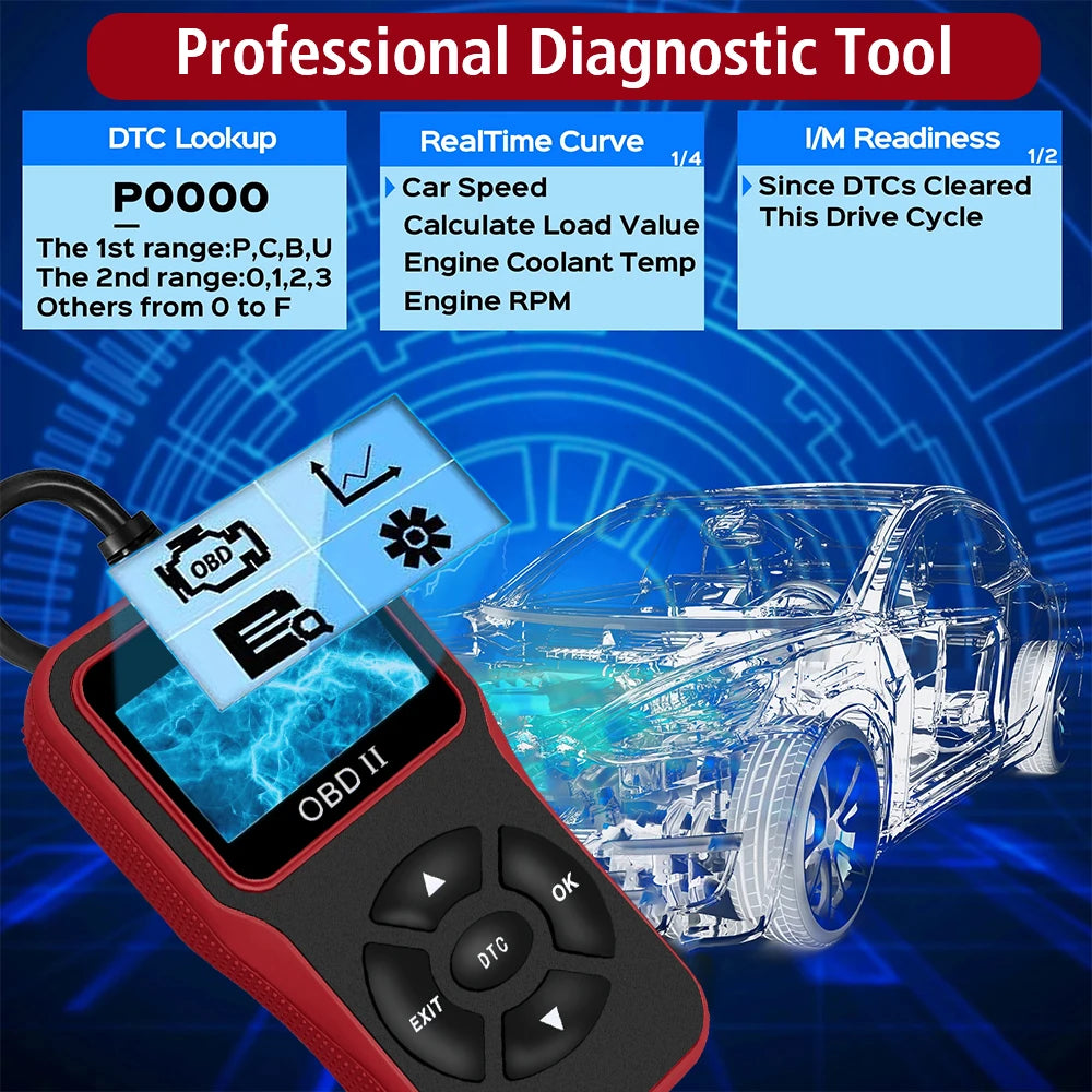 V100 Car Diagnostic Tools OBDII EOBD Auto Accessories Universal Plug and Play Digital Display OBD 2 Scanner OBD2 Code Reader