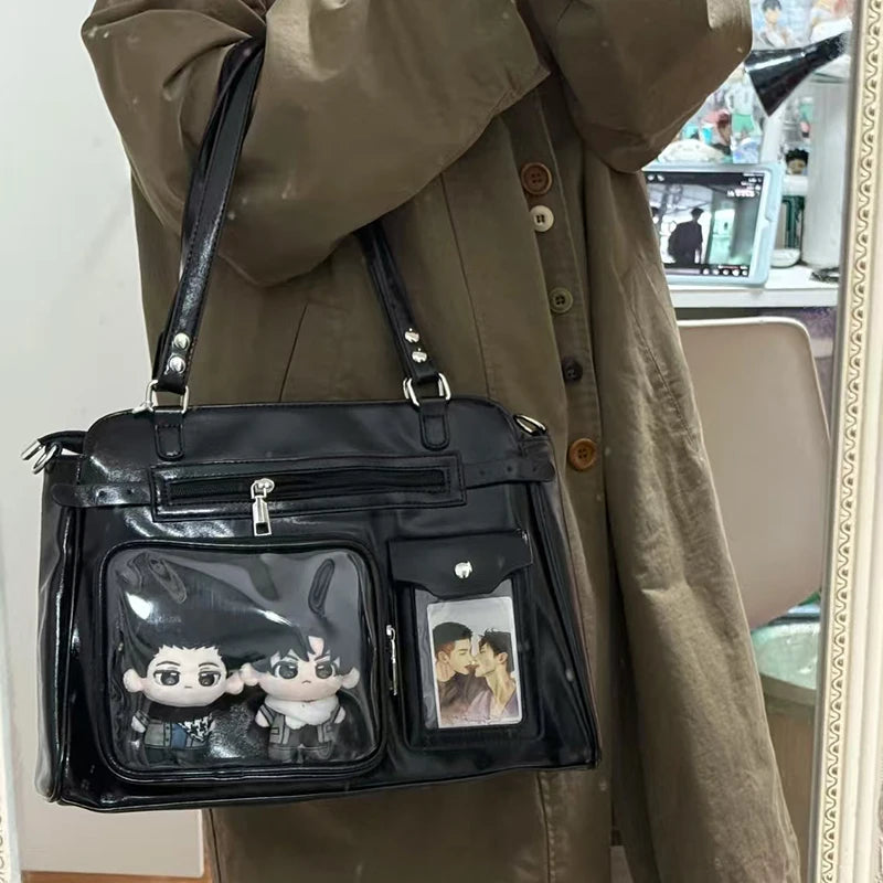 Japanese Itabag With Transparent Display Multi-pocket Shoulder Bag Fashion Tote Bag Jk Uniform Handbag Y2k Style Crossbody Bag