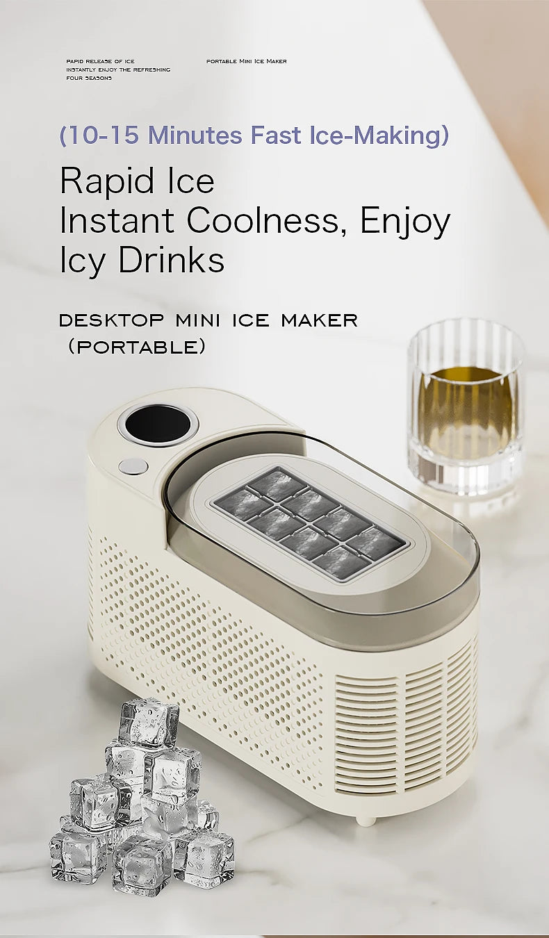 Electric Small Ice Maker Home Dormitory Office Camping Ice Automatic Ice Making Box Ice Machine Home Car Dual Use 12/110/220V