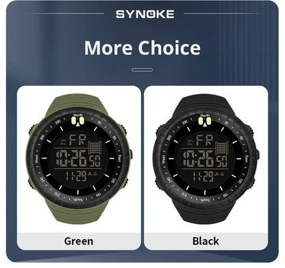 SYNOKE Watch Outdoor Sports Multifunctional Waterproof Shock Resistant Large Screen Display Luminous LED Digital Watch For Men
