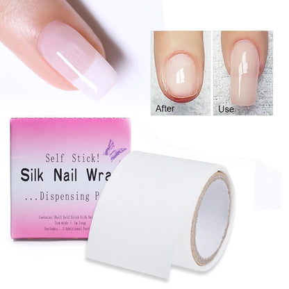 1 Roll of Nail Repair Fiberglass Filament with Adhesive, Strong Protection and Reinforcement, White Sticker for Repairing Damaged Nails