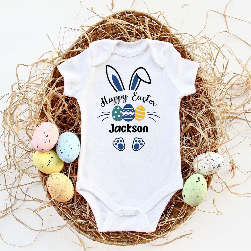 Custom Name Baby Easter Bodysuits Personalised Bunny Newborn Clothes Boys Girls Long Sleeve Jumpsuit Easter Party Infant Outfits