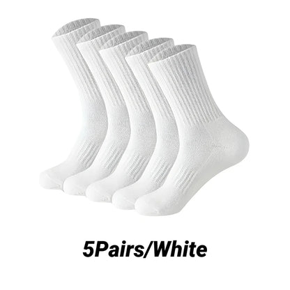 5/10Pairs Neutral Round Neck Socks Spring Summer Sweat Absorbing Breathable Comfortable All-Season Sports Men's High Classic