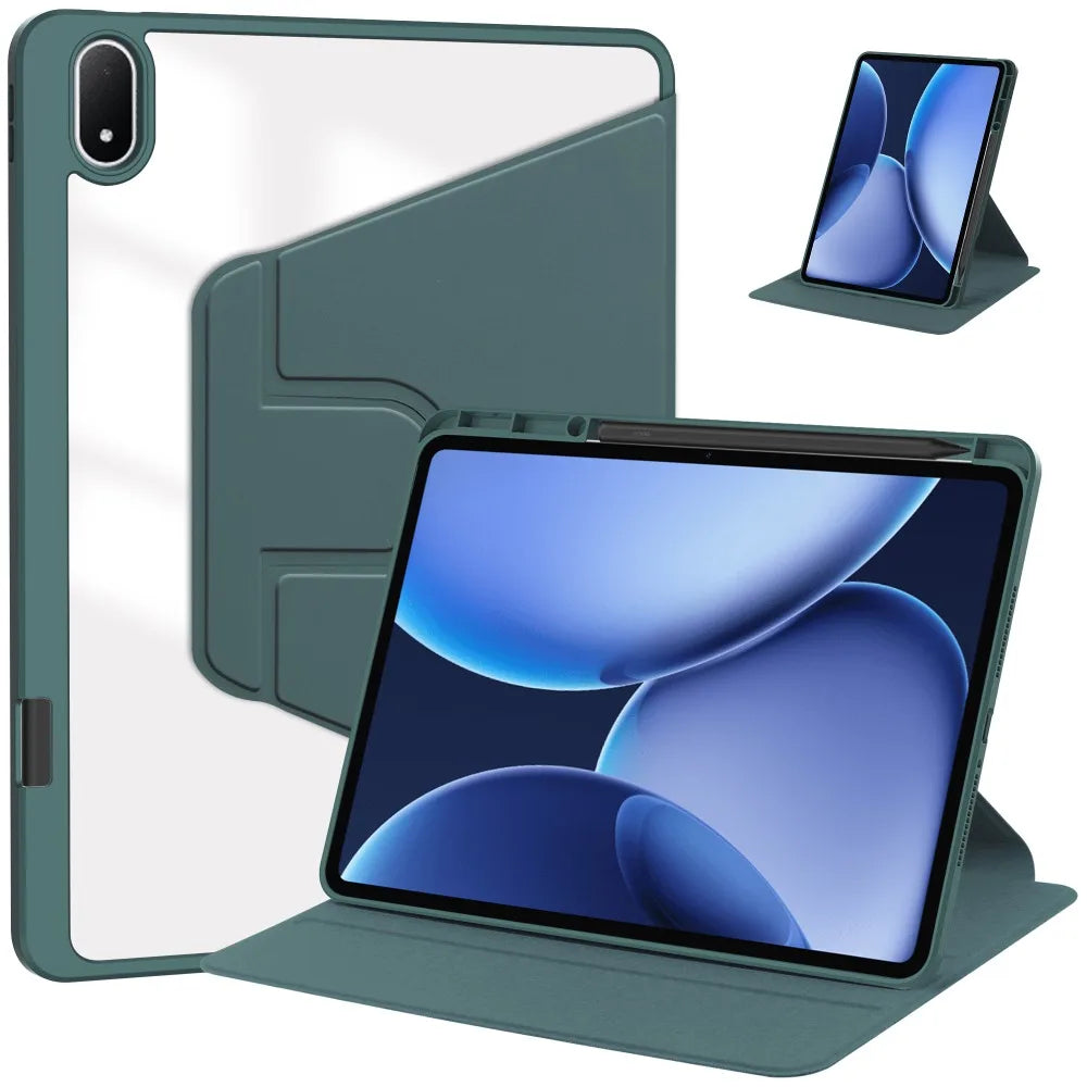 Tablet Case For OnePlus Pad 3 2Pro Oppo Pad 4 4Pro 13.2 IN with Pen Holder 360° Rotating Clear Hard Stand Flip  Shockproof Cover