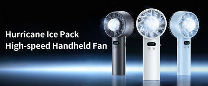 Portable Mini Fan Handheld Fan Ice Compress LED Display Ice Face 100 Wind Speeds 5200mAh USB Rechargeable Battery Fan