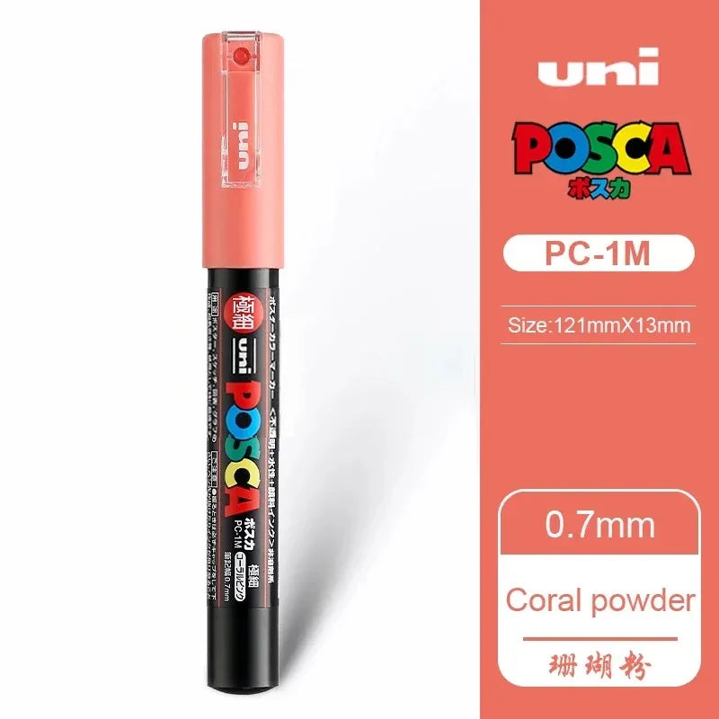 1pcs Japan UNI POSCA Markers PC-1M/3M/5M Acrylic Graffiti Pen Waterproof DIY Stackable Color Art Painting School Supplies