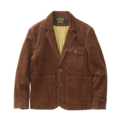 Heavyweight corduroy casual blazer for men American retro Ame Kaji loose jacket