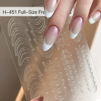 1pcs French Tip Guide Hollow Grid Nails Stencils Decals Self-Adhesive French Lines Nail Stickers Nail French Tips Guide Tools S@