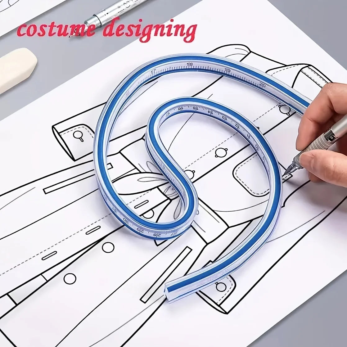 1pc Flexible Curve Ruler with Dual Scale (cm/in) & Flexible Curved Edge - Multi-Functional Ruler for Drawing, Design,Crafting