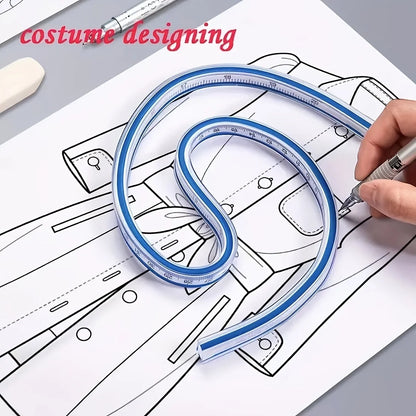 1pc Flexible Curve Ruler with Dual Scale (cm/in) & Flexible Curved Edge - Multi-Functional Ruler for Drawing, Design,Crafting