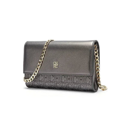 CH Women Crossbody Bag Splicing Letter Print Metal Chain Shoulder Purse PU Leather Flap Small Ladies Evening Clutch Handbag Gift