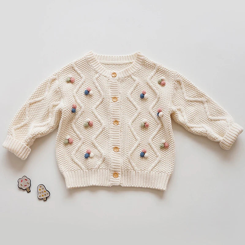 Baby Girls Embroidery Sweater Cardigan Autumn Fashion Cotton Floral Collar Kids Knitted Cardigan Rabbit Coat Outerwear Korean