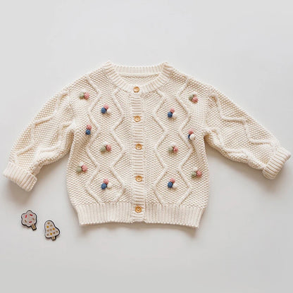 Baby Girls Embroidery Sweater Cardigan Autumn Fashion Cotton Floral Collar Kids Knitted Cardigan Rabbit Coat Outerwear Korean
