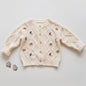 Baby Girls Embroidery Sweater Cardigan Autumn Fashion Cotton Floral Collar Kids Knitted Cardigan Rabbit Coat Outerwear Korean