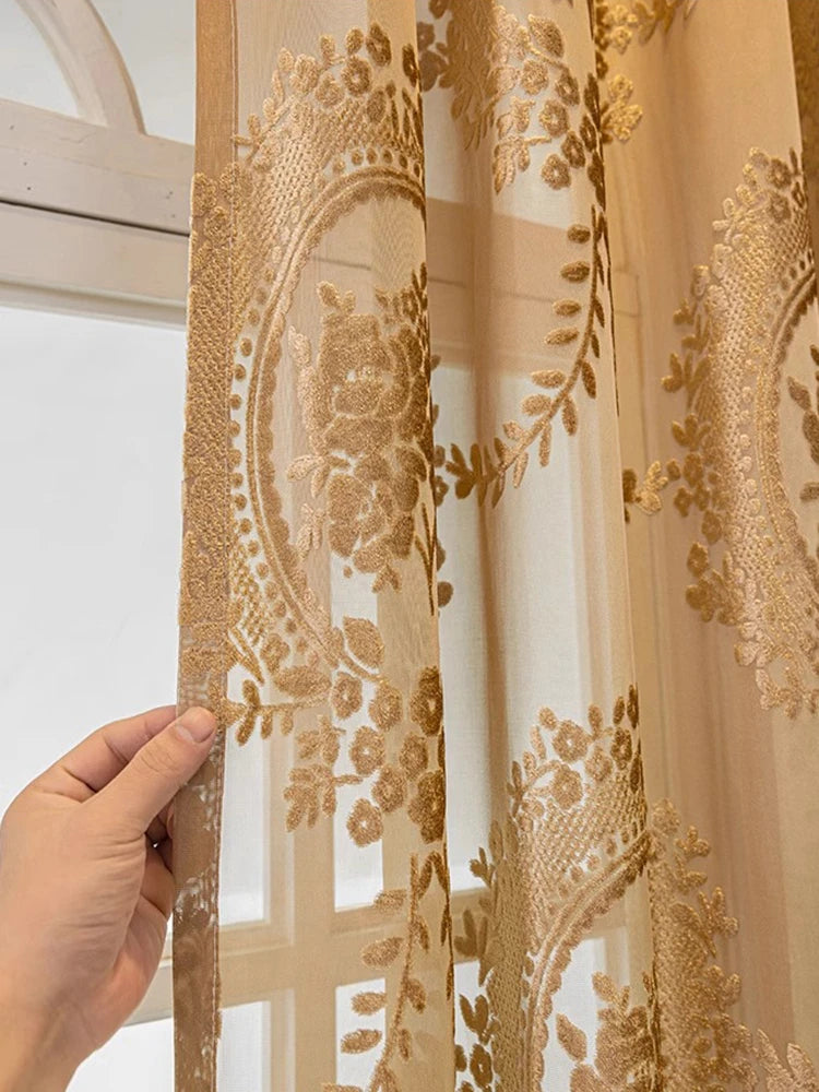 French Romantic Gauze Curtain Minimalist White Transparent Curtain Luxury Living Room Decoration Curtains Bedroom Curtain rideau