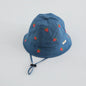 Boys Cute Sun Bucket Cap 48-50cm Spring Summer New Girl Fisherman Hat with Strawberry Embroidery Fashion Kids Toddler Outfit Cap