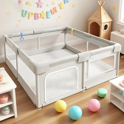 Baby Playpen - Portable Safety Play Yard  Use Foldable Design for Home Travel & Playtime Creates Secure Space for Toddlers