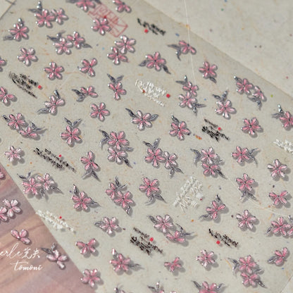 5D Starfish Fish Tail Small Fish Blue Bow Shell Silver Glitter Star Nail Art Stickers Ocean Fantasy Summer Nail Decals Manicure