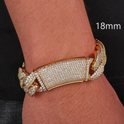ESKEEM 2/3/4/6Row Full Diamond Bubble Cuban Bracelet 10/13/18/20/22MM CZ Stone Iced Out Hip Hop Jewelry Cuban Bracelet Women Men