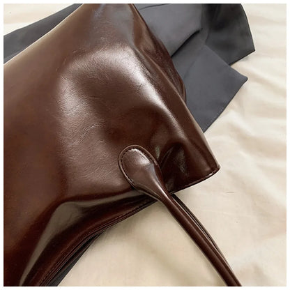 Oil PU Leather Hobo Handbag Slouchy Shoulder Bag Retro Top-Handle Bag Large Work Bags for Women Gilrls Tote Work Shopping Travel