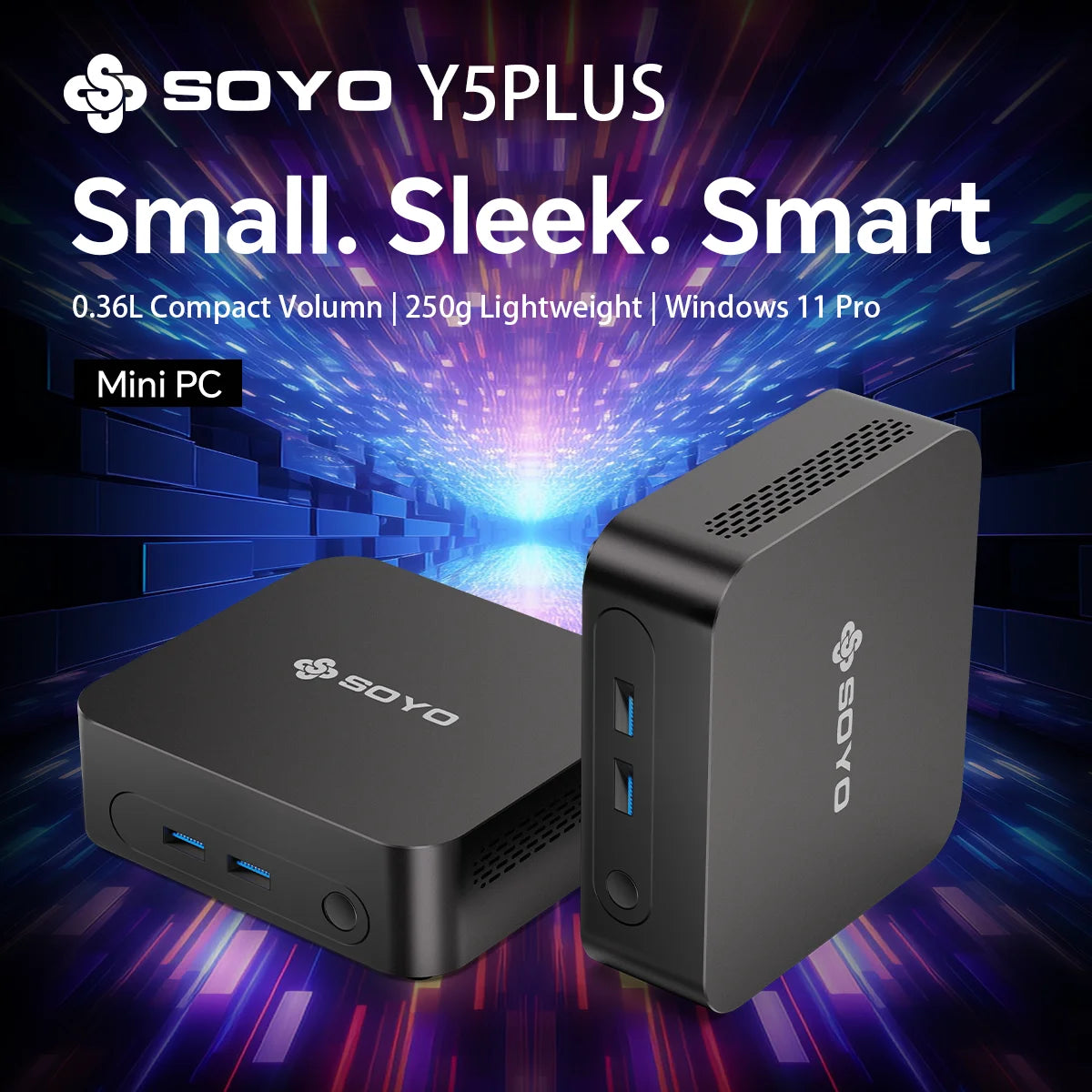 SOYO Mini PC Y5 PLUS Intel I7 4th Gen 4600U 8GB RAM 128GB ROM Windows 11 Pro WiFi BT4.2 Desktop Computer