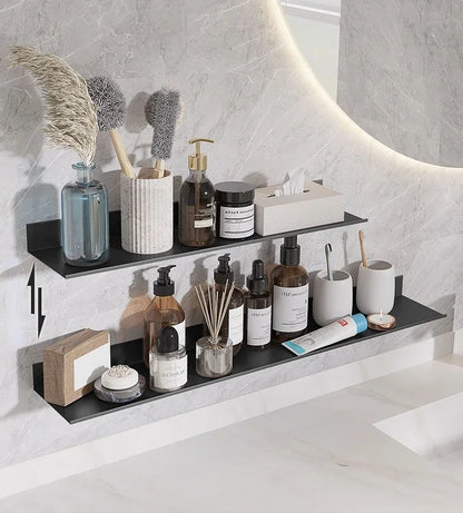 Toilet No Drilling Shelving Wall Mounted Shelf Space Aluminum Vanity Mirror Front Storage Shelves Organizer Bathroom Accessories