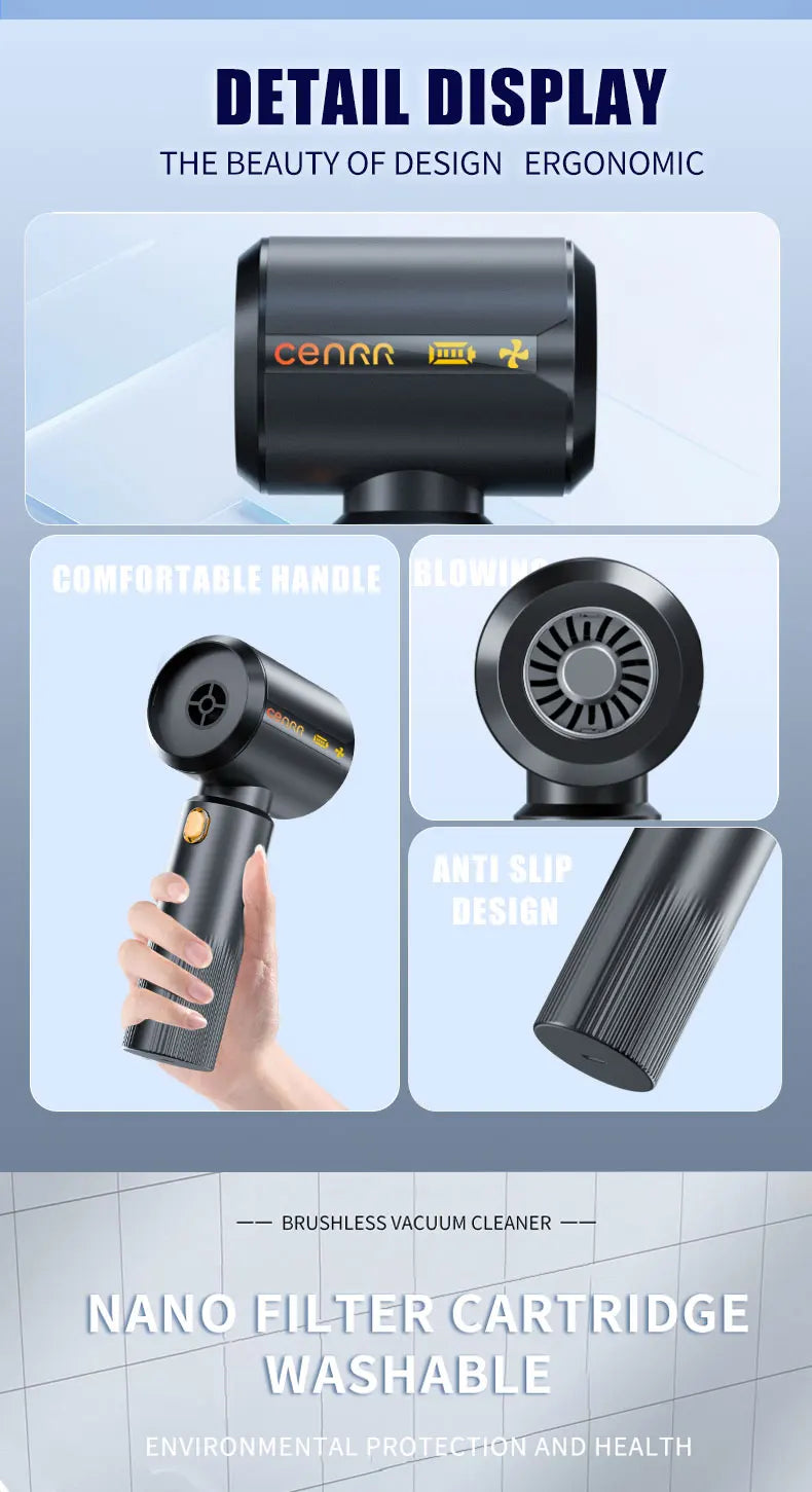 CENRR New Car Vacuum Cleaner High Suction Powerful Wireless Portable Car Cleaner for Home Gift a Birthday Christmas Present